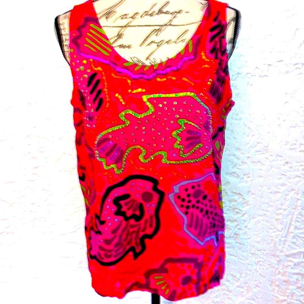 🌈Vintage Fish Embellished Colorblock Resort Tank Top